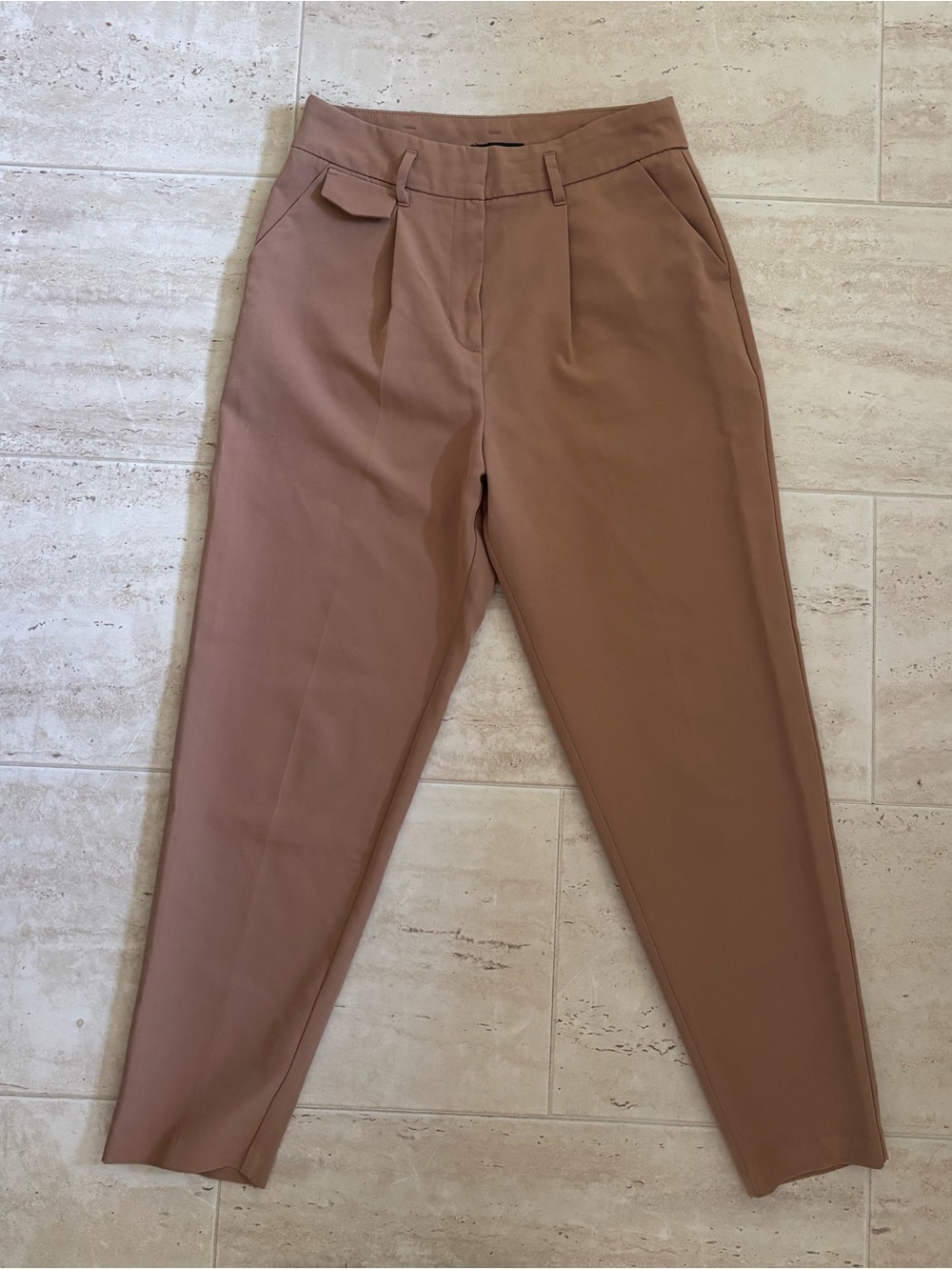 F&F Women’s Pleated Chinos in Taupe US 8 UK 12